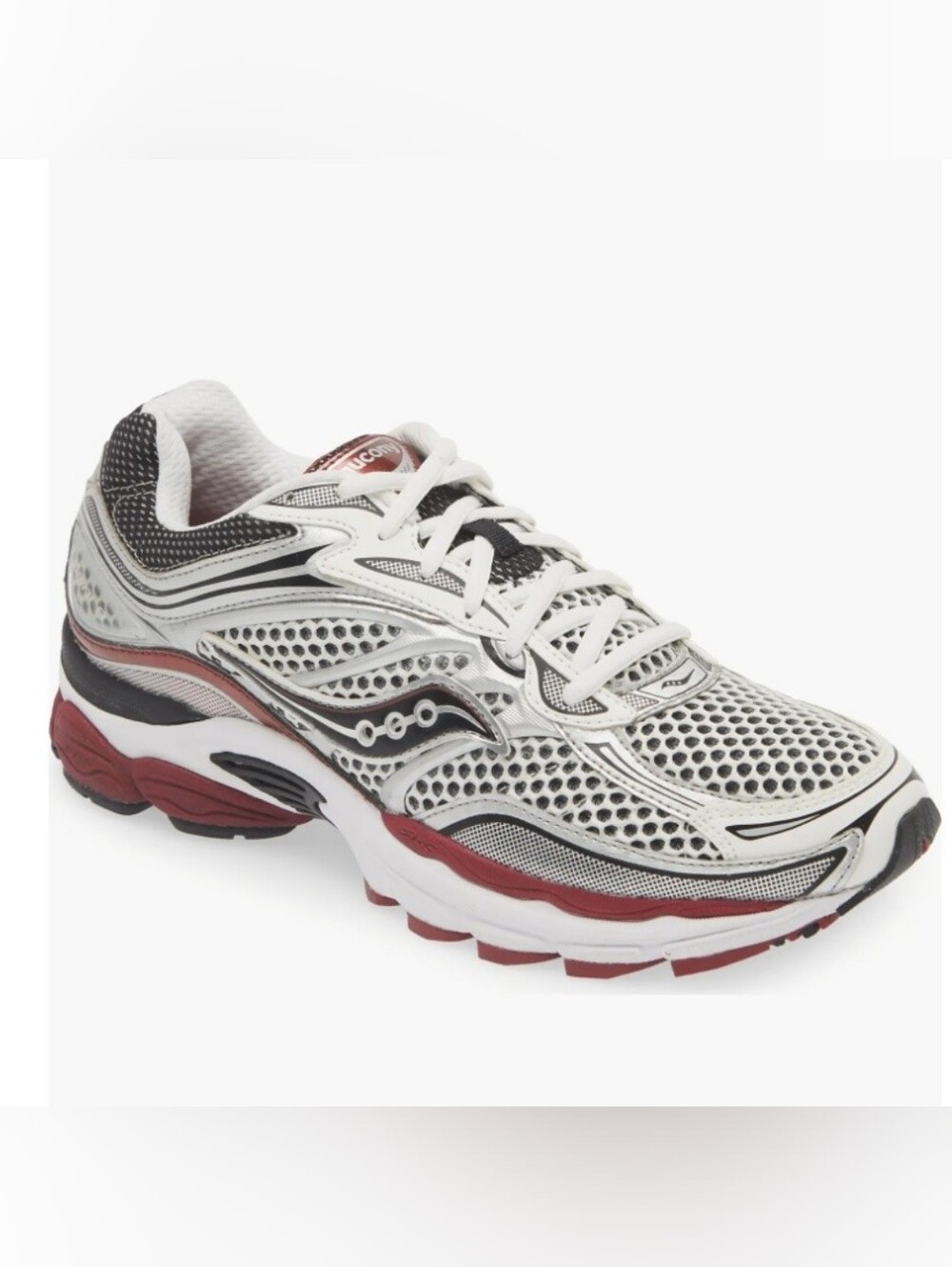 Size  11.5 Men.s Saucony Pro Grid Omni 9. White, Black & Red Men’s Running Shoe